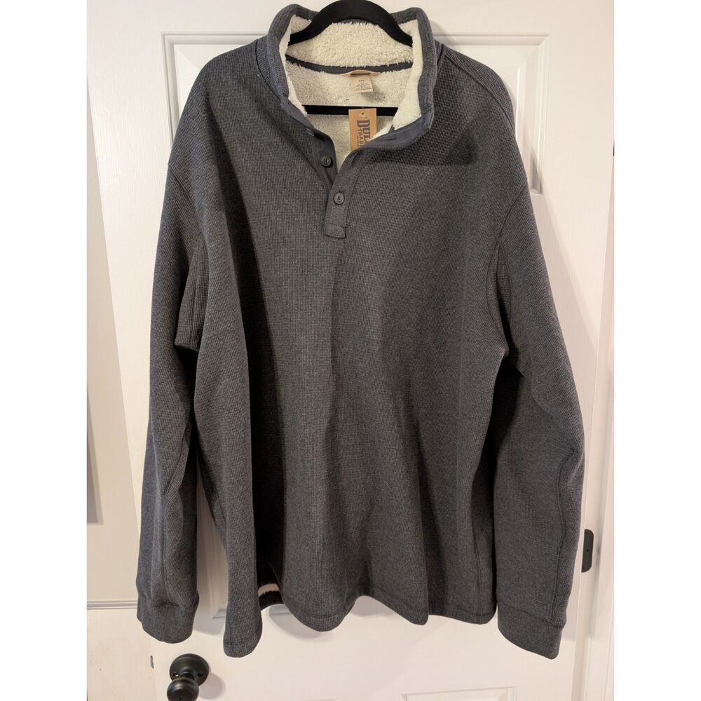 NWT Duluth Trading Co Burly Thermal Sherpa-Lined Mock Neck Shirt Men's 2XL Gray